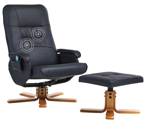 Masážní křeslo RELAXPRO s podnožkou Umělá kůže Černá