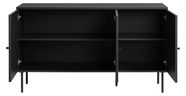 Černá nízká komoda v dekoru dubu 140x80 cm Pensacola – Unique Furniture