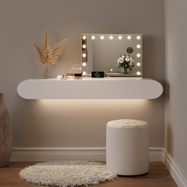 Zrcadlo toaletního stolku Vicco Greta Bílá 58 x 47 cm s osvětlením LED, Model 51271