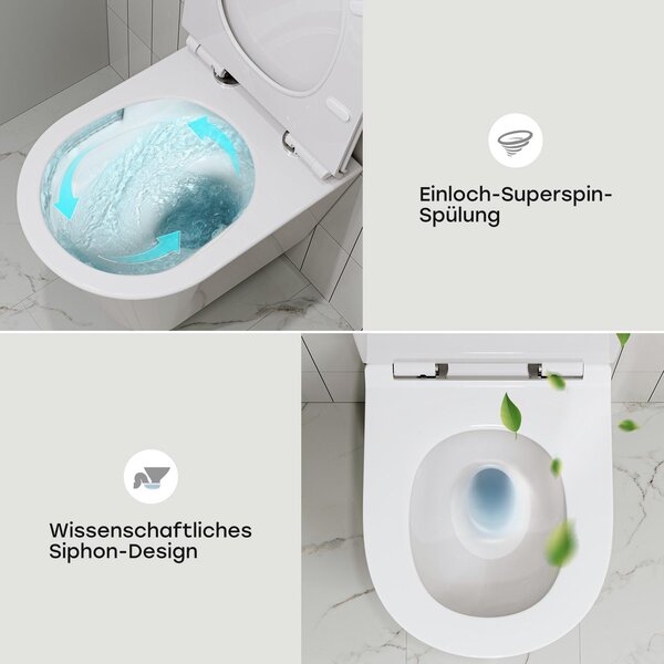 Kompletní sada předstěnových klozetových prvků - 82cm skrytá splachovací nádržka + závěsný klozet bez okrajů + obdélníková chromovaná tlačná deska HOROW