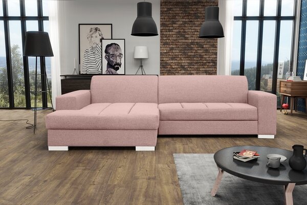Rohová sedací souprava Matar (růžová) (L). Akce -20%