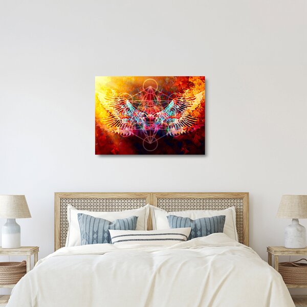 Skleněný obraz - Merkaba s křídly, abstrakce (70x50 cm)