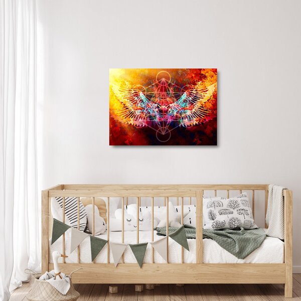 Skleněný obraz - Merkaba s křídly, abstrakce (70x50 cm)