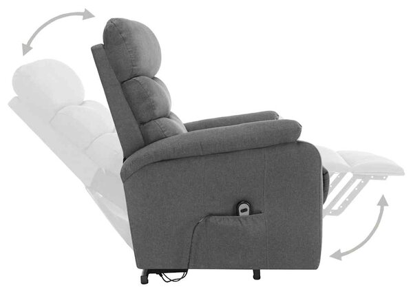 Zvedací masážní křeslo světle šedé textil 321246