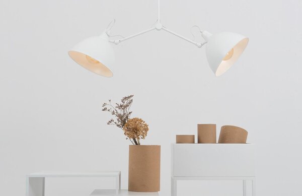 Nordic Design Bílé kovové závěsné světlo Cobain Double 25 cm
