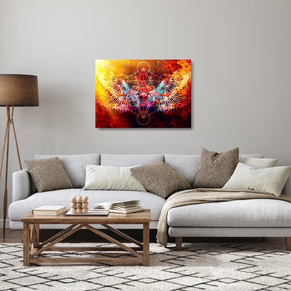 Skleněný obraz - Merkaba s křídly, abstrakce (70x50 cm)