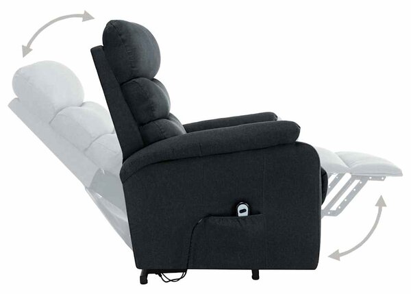 Zvedací masážní křeslo tmavě šedé textil 321247