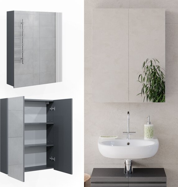 Koupelnová zrcadlová skříňka Vicco Fredd Antracitový vysoký lesk 60 x 77 cm, Model 29929