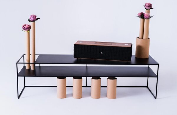 Nordic Design Černý kovový TV stolek Alonso 170 x 45 cm, levý