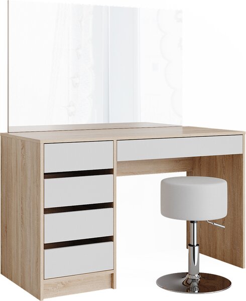 Toaletní stolek Vicco Sherry Bílá/Sonoma 120 cm se stoličkou, Model 36880