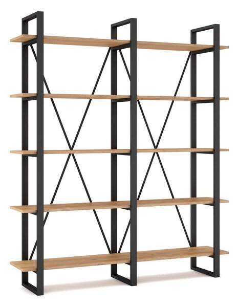 Černý/přírodní regál v dekoru dubu 150x180 cm Aviva – Marckeric