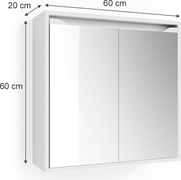 Koupelnová zrcadlová skříňka Vicco Ruben Bílá 60 x 60 cm, Model 36207