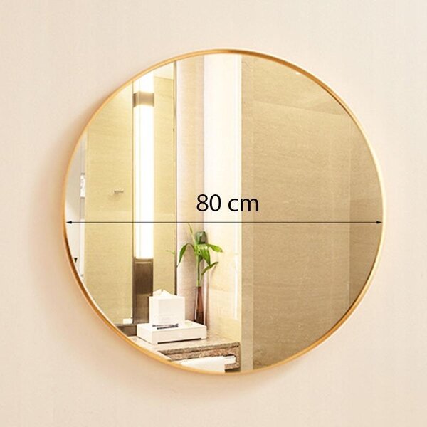 Zrcadlo nástěnné kulaté se zlatým rámem, průměr 80 cm, loftový styl