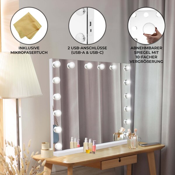 Zrcadlo LED Bluetooth - 80 x 60 cm