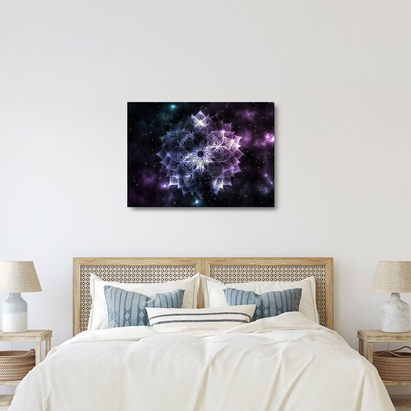 Skleněný obraz - Lotusová mandala ve vesmíru (70x50 cm)