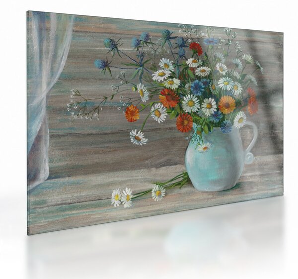 Skleněný obraz - Luční kvítí, olejomalba (70x50 cm)