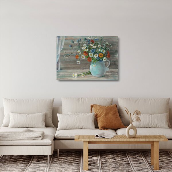 Skleněný obraz - Luční kvítí, olejomalba (70x50 cm)