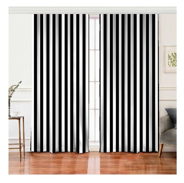 Černo-bílé závěsy v sadě 2 ks 140x260 cm – Mila Home