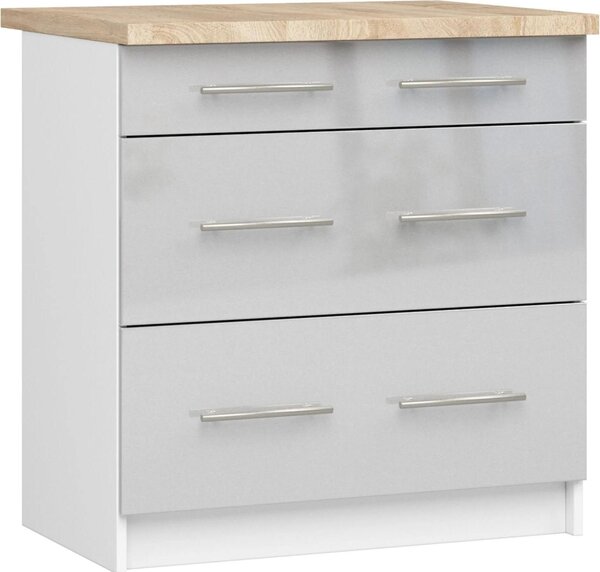 AKORD Furniture Factory KS0POLIBIAMETPOL3S015, Bílá, 16 mm, 3 zásuvka/zásuvek, 460 mm, 800 mm, 850 mm
