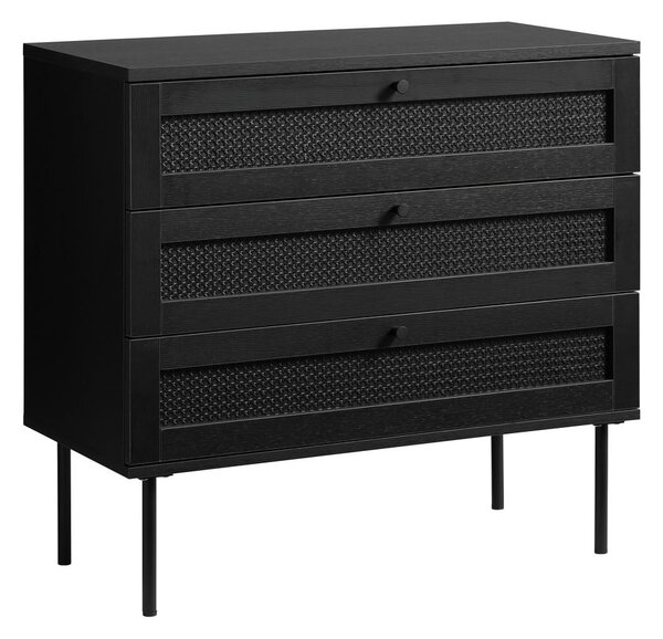 Černá nízká komoda v dekoru dubu 80x75 cm Pensacola – Unique Furniture