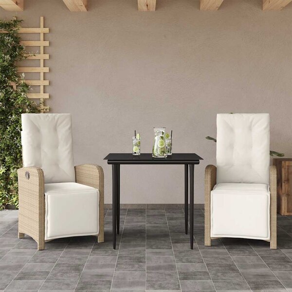 3dílný bistro set s poduškami béžový polyratan 3212570