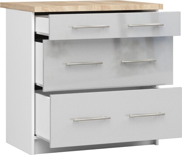 AKORD Furniture Factory KS0POLIBIAMETPOL3S015, Bílá, 16 mm, 3 zásuvka/zásuvek, 460 mm, 800 mm, 850 mm