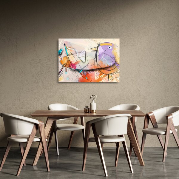 Skleněný obraz - Abstrakce, ptáček (70x50 cm)
