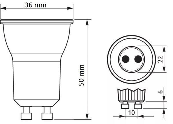 MR11 GU10 3.5W-35W WW 36D 2700K SRT6 LED Žárovka 3,5W 240lm