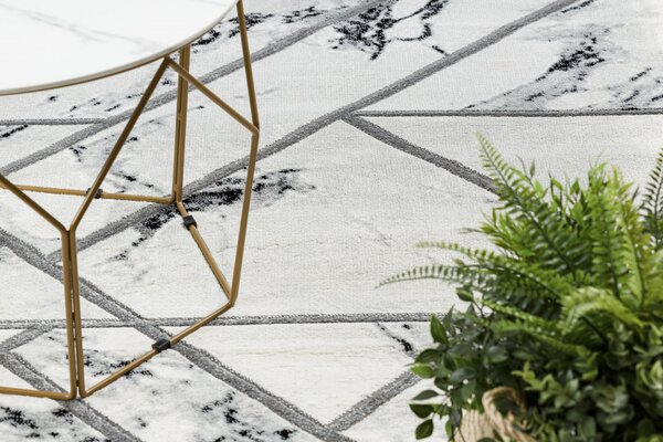 Makro Abra Kusový koberec EMERALD 0085 Luxusní moderní geometrický bílý stříbrný Rozměr: 120x170 cm