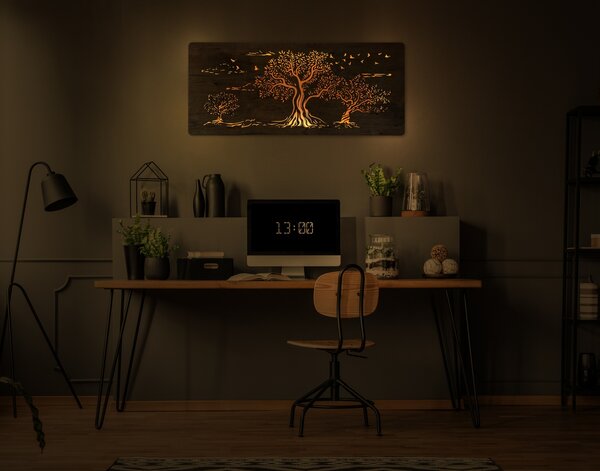 "Tři olivy" světelný obraz 230V 90x40cm provedení povrchu: dub
