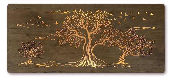 "Tři olivy" světelný obraz 230V 90x40cm provedení povrchu: dub