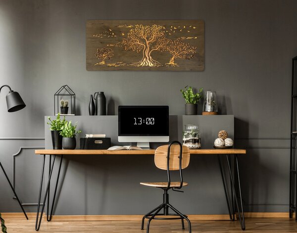 "Tři olivy" světelný obraz 230V 90x40cm provedení povrchu: dub
