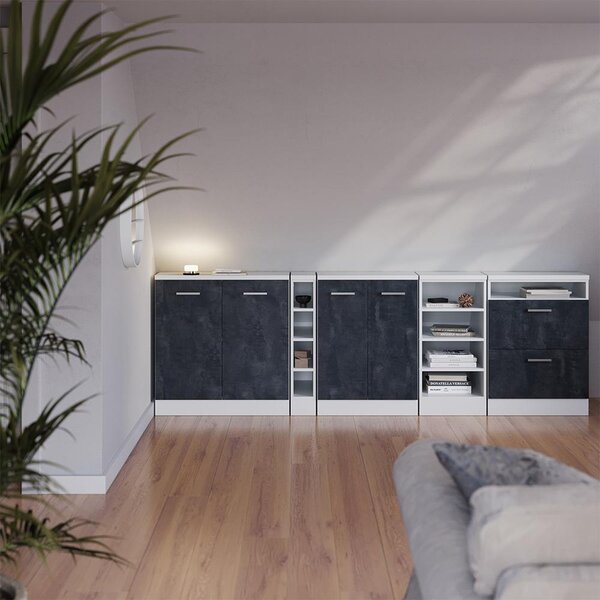 Kuchyňská skříňka pod šikmou střechu Vicco R-Line Černý beton 120 cm Sada 2 korpusů skříně hloubka 60 cm, Model 59980