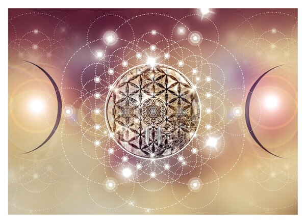 Skleněný obraz - Mandala s elementy (70x50 cm)