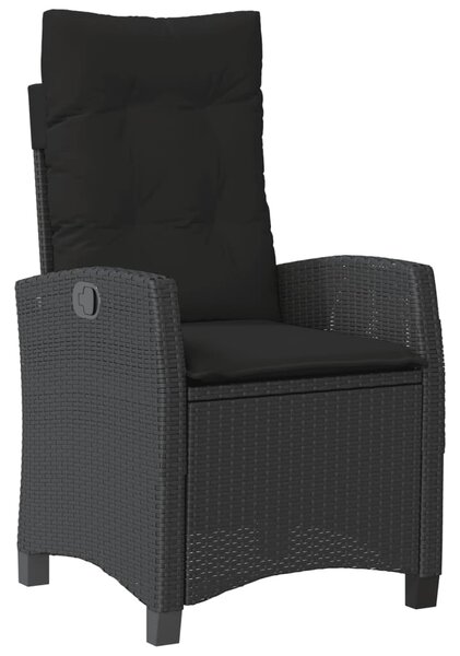 5dílný zahradní jídelní set s poduškami černý polyratan 3212638