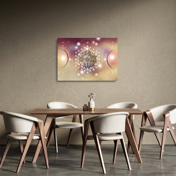 Skleněný obraz - Mandala s elementy (70x50 cm)