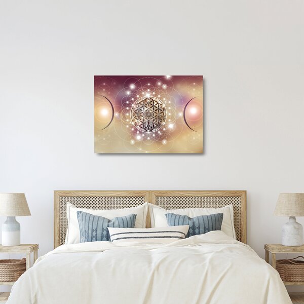 Skleněný obraz - Mandala s elementy (70x50 cm)