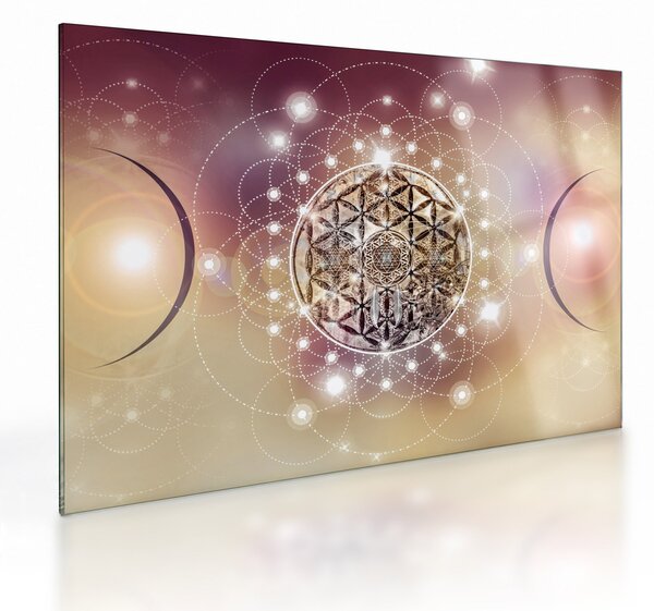Skleněný obraz - Mandala s elementy (70x50 cm)