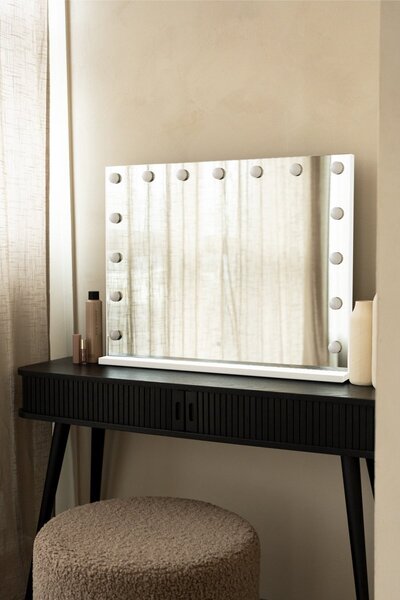 SensaHome Vanity Mirror Pro - hollywoodské kosmetické zrcadlo s 15 stmívatelnými LED světly, 3 režimy osvětlení, 80 x 60 cm - bílé