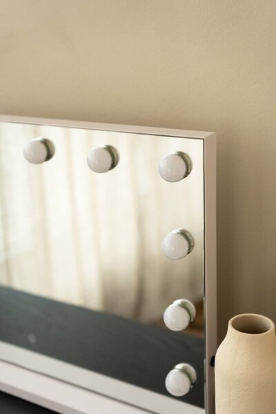 SensaHome Vanity Mirror Pro - hollywoodské kosmetické zrcadlo s 15 stmívatelnými LED světly, 3 režimy osvětlení, 80 x 60 cm - bílé