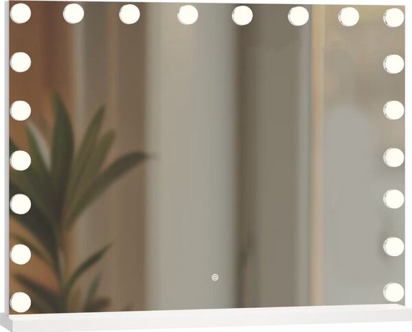SensaHome Vanity Mirror Pro - hollywoodské kosmetické zrcadlo s 15 stmívatelnými LED světly, 3 režimy osvětlení, 80 x 60 cm - bílé