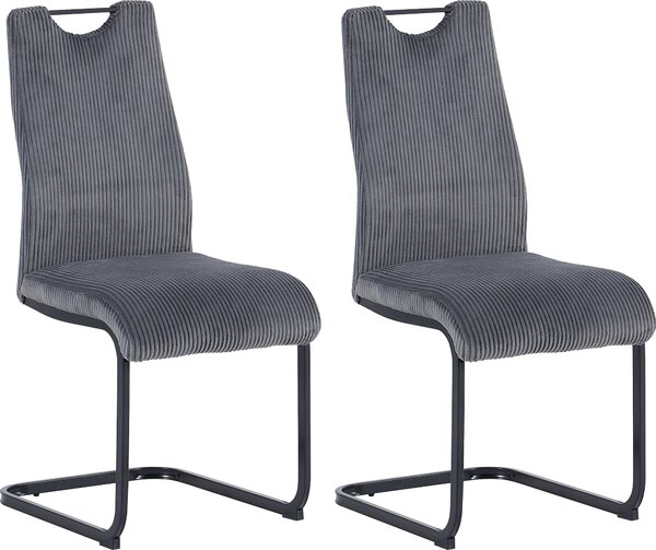 ByLIVING Sada dvou křesel CAPRI, potah šedý, konstrukce černá, s područkami a pohodlným polstrováním, křesla, čalouněná křesla, rozměry: šířka 44 cm, výška 88 cm, hloubka 55 cm