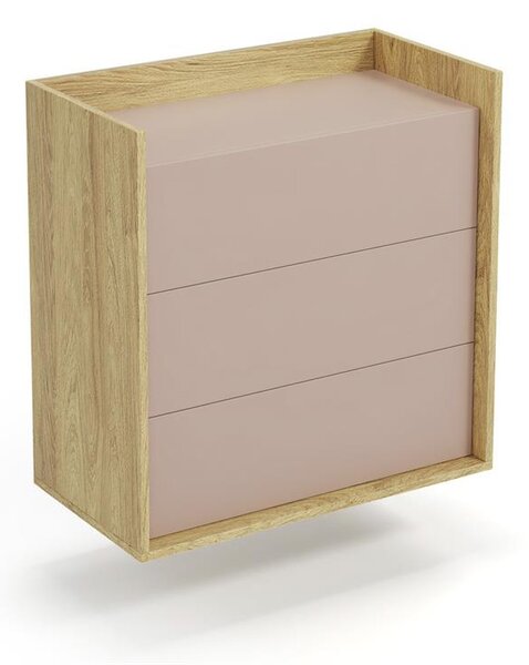 Komoda Mozelle 3S (hikor + růžová)