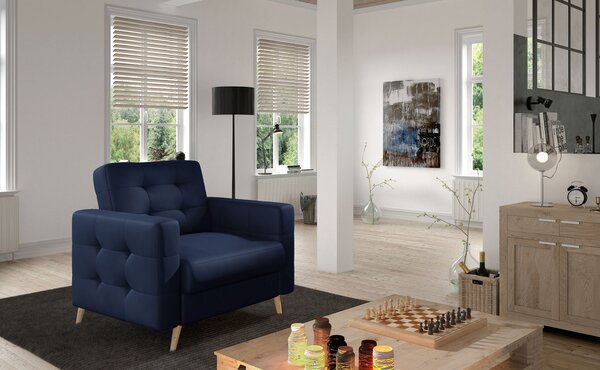 Křeslo ušák Adelle Typ 10 (tmavě modrá). Akce -11%