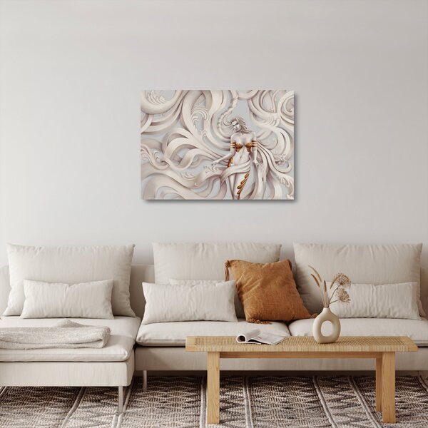 Skleněný obraz bohyně s florálním motivem (70x50 cm)