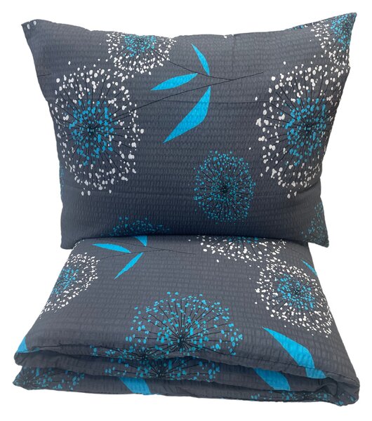 Povlečení krepové Pampeliška modrá TiaHome - 1x Polštář 90x70cm, 1x Přikrývka 140x200cm