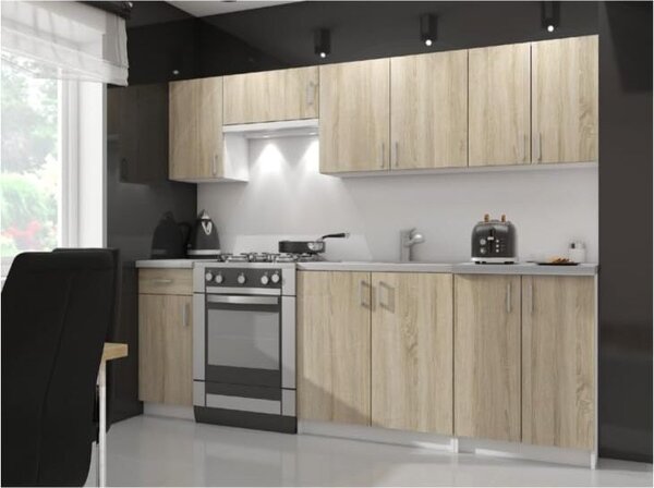 BDW kuchyňská skříňka, kuchyňská skříňka s pracovní deskou, dvířky, zásuvkou, bílá / Sonoma