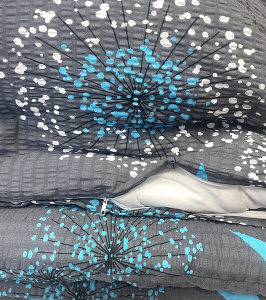 Povlečení krepové Pampeliška modrá TiaHome - 1x Polštář 90x70cm, 1x Přikrývka 140x200cm