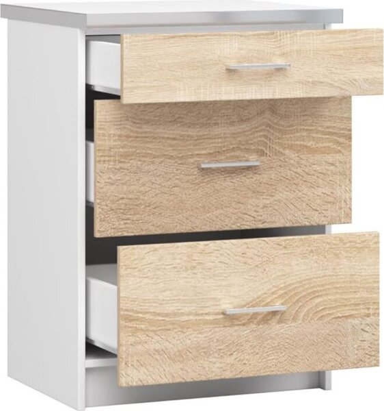 BDW kuchyňská skříňka, kuchyňská skříňka s pracovní deskou, dvířky, zásuvkou, bílá / Sonoma