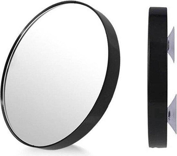 Jumada - Zrcátko na make-up - zrcátko - zvětšovací zrcátko - 10x zvětšení - přísavky - kulaté - černé - průměr: 9 cm